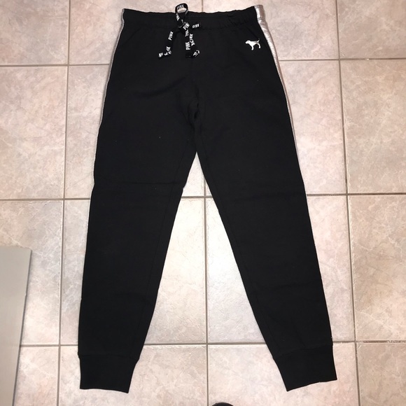 PINK Victoria's Secret Pants - Victoria’s Secret PINK black & silver joggers